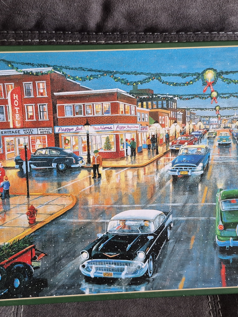 Bobble Hill Holiday Street Scene Puzzle - Black, Blue & Green Accents
